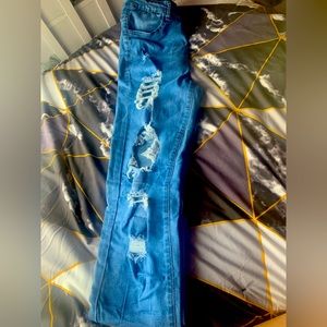 High waisted skinny ripped jeans